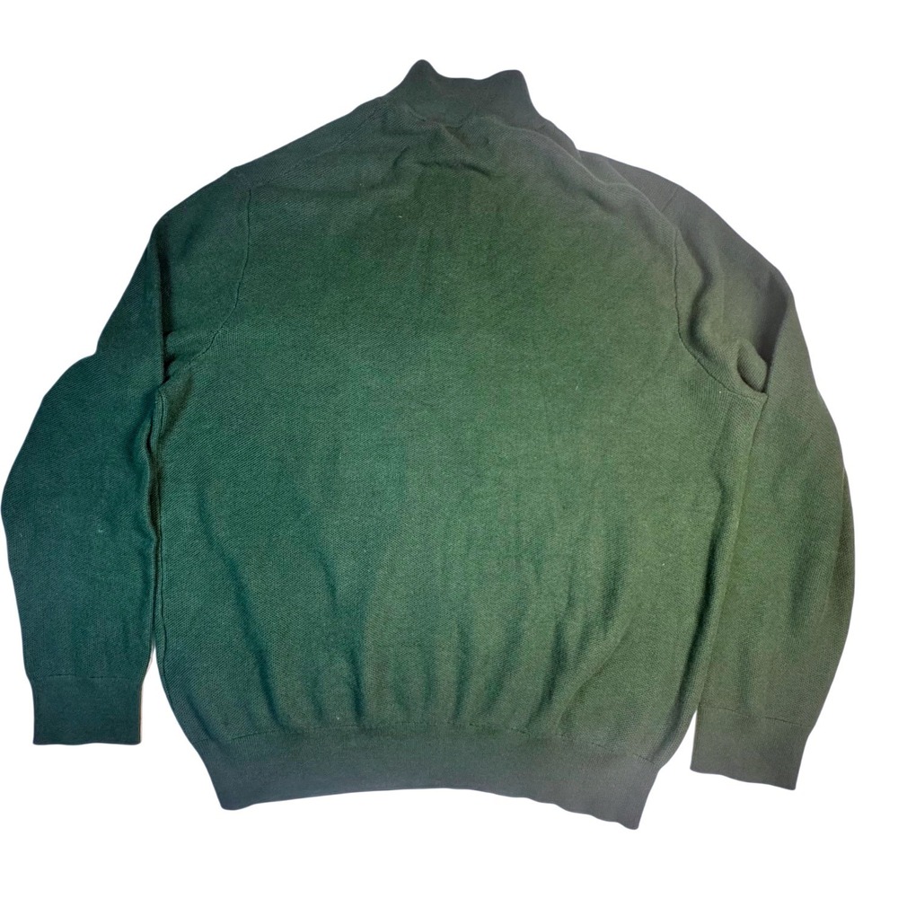 Polo Ralph Lauren Mens XXL Green Cotton Quarter Zip Pullover Sweater Pony - Picture 2 of 7